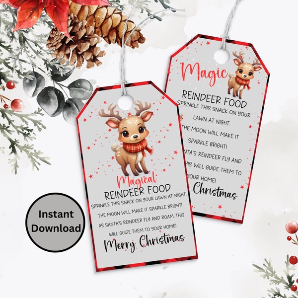 Magic Reindeer Food Tag Printable Personalized Reindeer Food Template Reindeer Food Label Editable Reindeer Food Bag Topper Instant Download