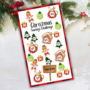 Kerst A6 Spaaruitdaging bewerkbaar, Kerst Cash Fund-sjabloon, Vakantiespaardoel, Kerst 30 Dagen Geldbesparingsuitdaging Afdrukbaar
