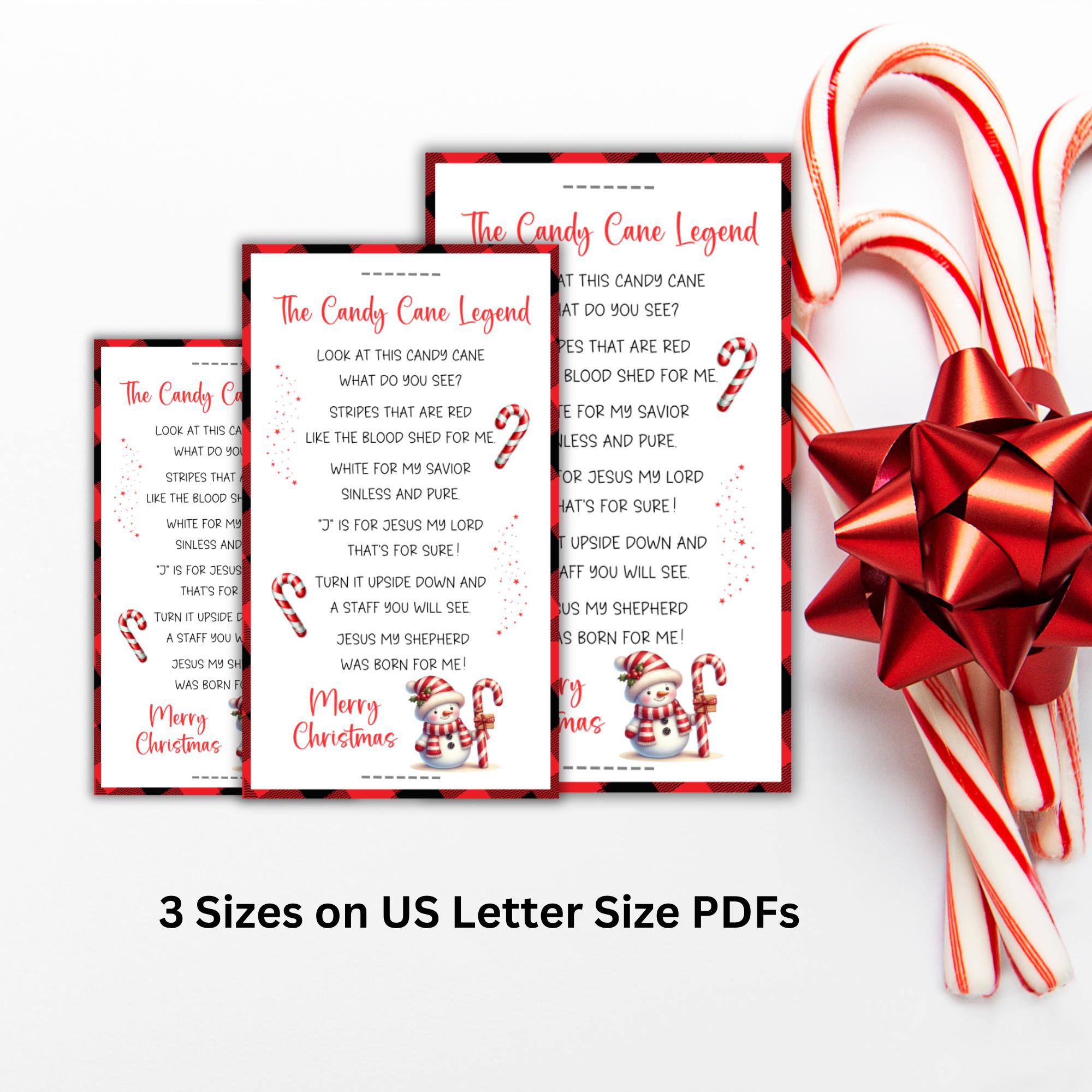Legend of the Candy Cane Printable Poem Card, Candy Cane Legend Tag ...