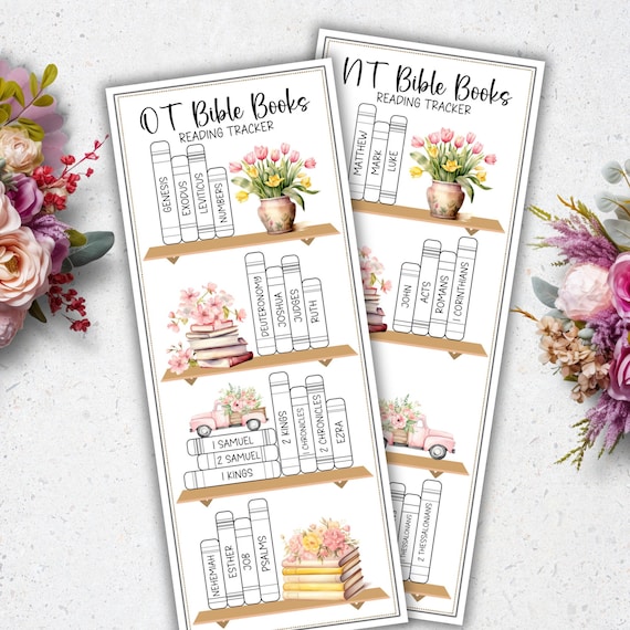 Bible Reading Log Bookmark, Bible Books Reading Tracker Printable, Old and New Testament Books of the Bible Checklist, Bible Study Tools