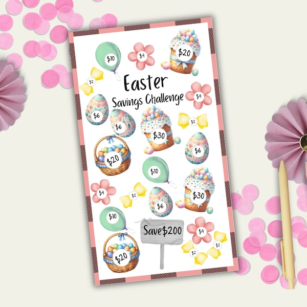 Easter A6 Savings Challenge Editable, Cute April Cash Fund Template, Holiday Savings Goal, 30 Day Money Saving Challenge Printable To Color