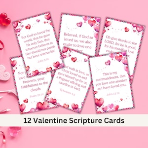 Christian Valentines Cards, Printable Scripture Cards, Mini Valentine Bible Verse Card, Love Verses For Kids, Faith Affirmation Gift