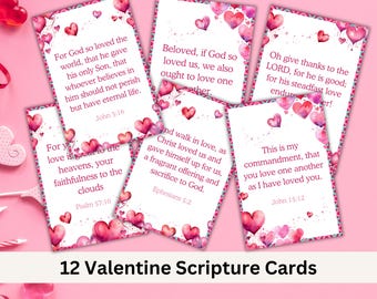 Christelijke valentijnskaarten, afdrukbare schriftkaarten, mini-valentijnskaart bijbelvers, liefdesverzen voor kinderen, cadeau geloofsbevestiging