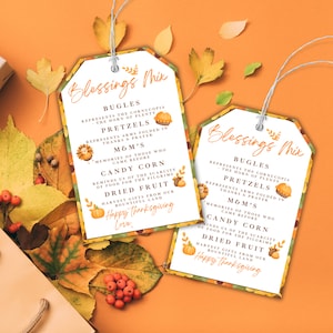 Blessing Mix Tag Editable, Thanksgiving Blessing Mix Poem, Fall Blessing Tag Printable, Trail Mix Tag Template, Harvest Treat Card Download