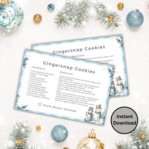 Modello di ricetta per le feste stampabile, scheda di ricetta per biscotti di Natale modificabile, idea regalo per la cottura al forno, scambio di biscotti di Natale 4x6, download immediato