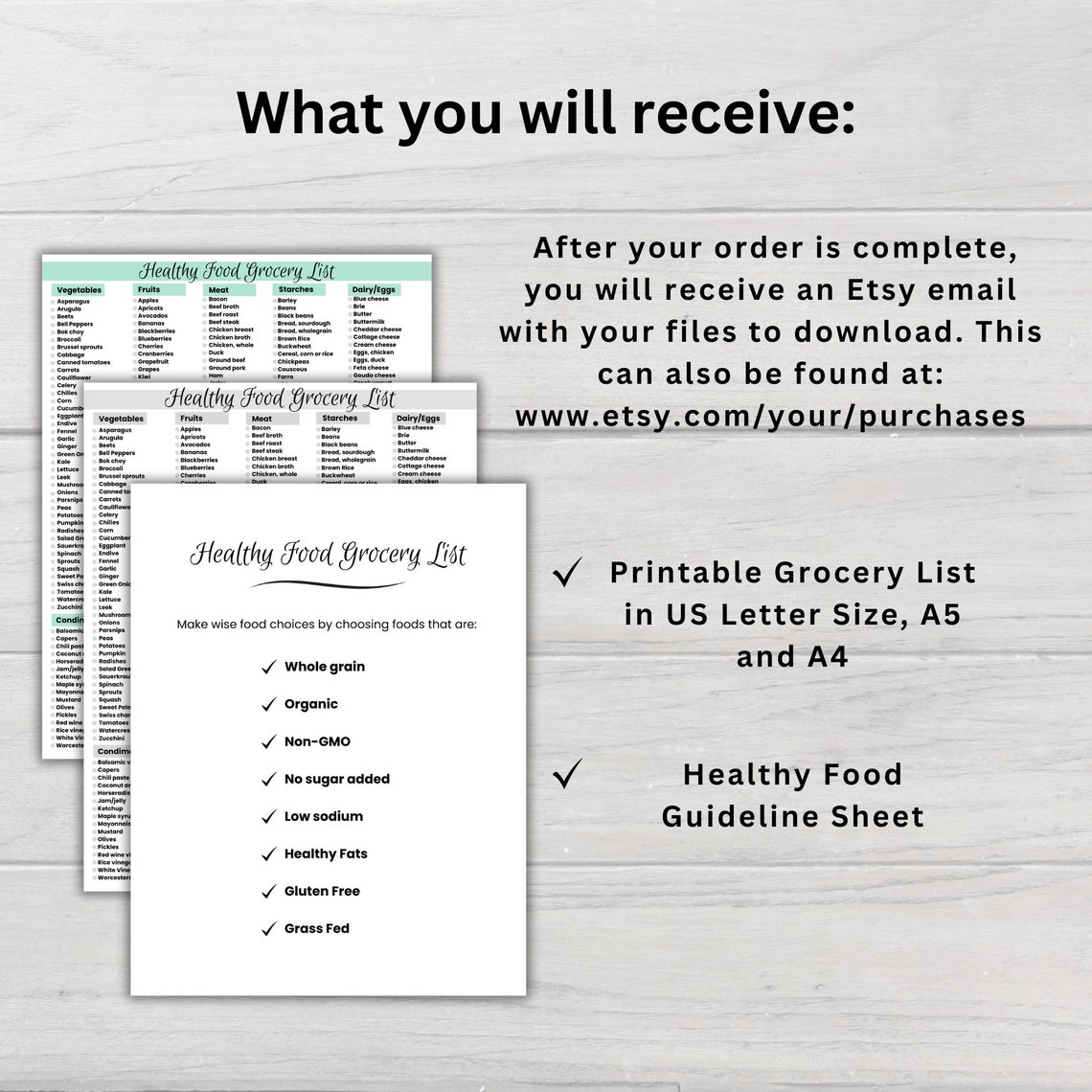 Healthy Eating Printable Grocery List, Healthy Food Guide for Kids ...