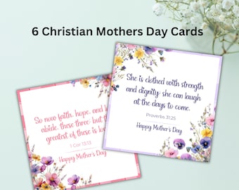 Tarjeta con versículo bíblico para el Día de la Madre, tarjeta imprimible con versículo bíblico floral para el Día de la Madre, versículo bíblico para mamá, etiqueta de regalo para mujer cristiana, regalo religioso para mamá