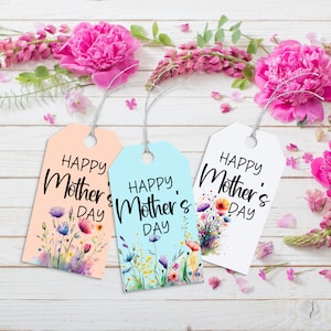 Etiquetas de presente de flores para impressão para o Dia das Mães, Etiqueta de presente de feliz Dia das Mães para impressão, Etiqueta de dia das mães, Etiqueta de presente floral para presente de mãe