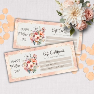 Modèle de certificat-cadeau pour la fête des mères, cadeau modifiable pour la fête des mères, imprimable, cadeau personnalisé pour maman, idée cadeau spa de dernière minute