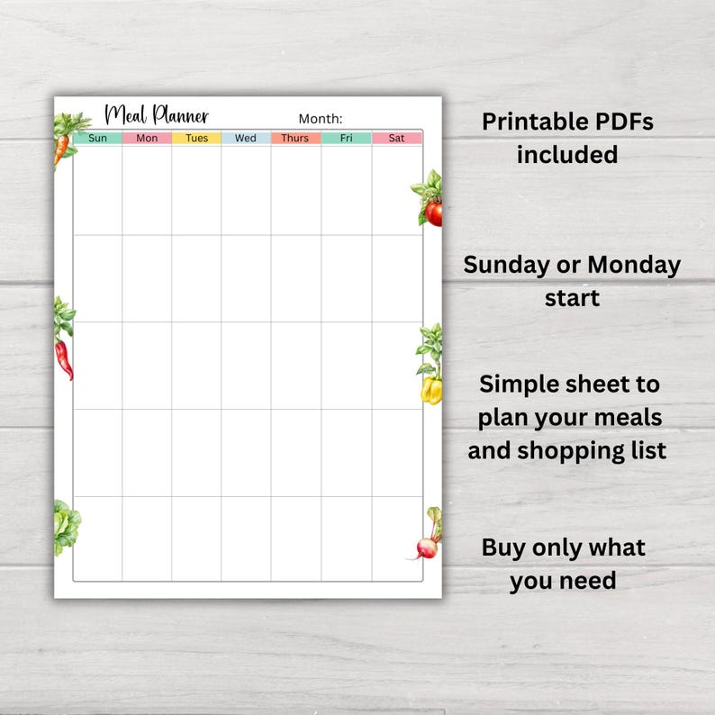Monthly Meal Planner Editable, Printable Weekly Family Menu Plan ...