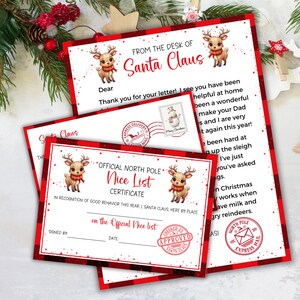 Carta editable de Papá Noel para imprimir, certificado y sobre de Papá Noel, plantilla de carta personalizada para Papá Noel, carta de Papá Noel