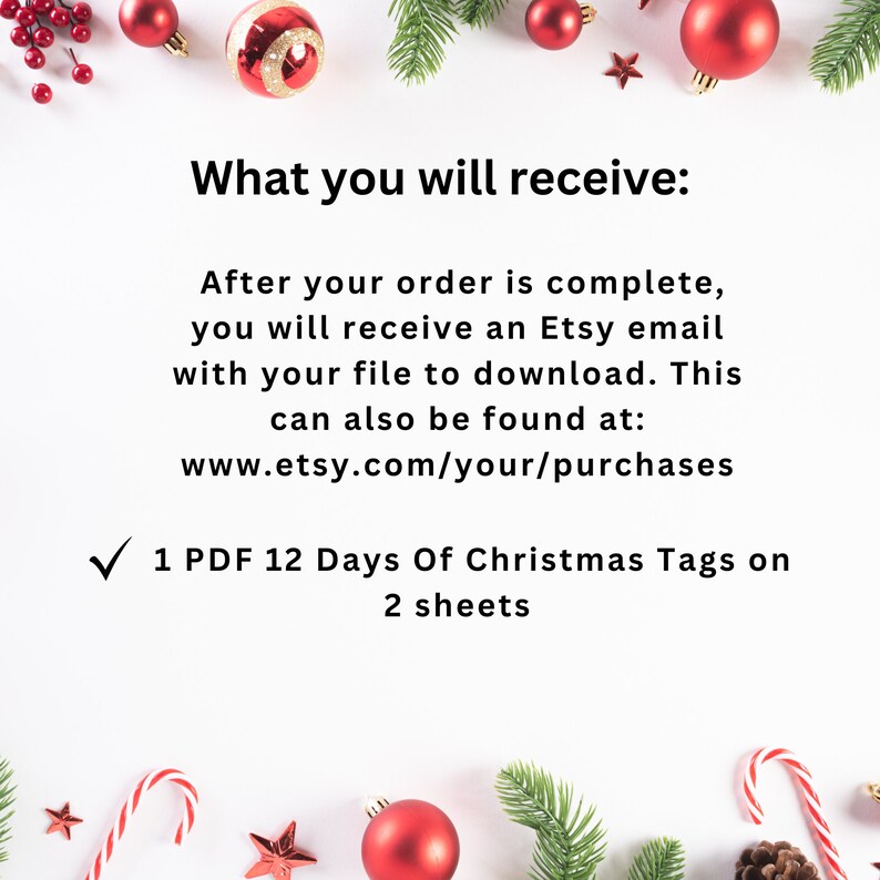 12 Days of Christmas Gift Tags Printable, Holiday Favor Tags, Christmas ...