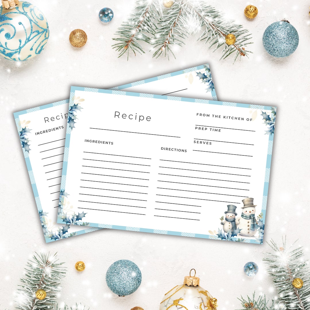 Christmas Recipe Cards Printable Printable Holiday Recipe Cards