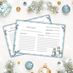 Schede di ricette di Natale stampabili, Schede di ricette per le feste stampabili, Idee regalo per la preparazione di ricette di Natale, Scheda di ricette di famiglia 4x6 Download immediato
