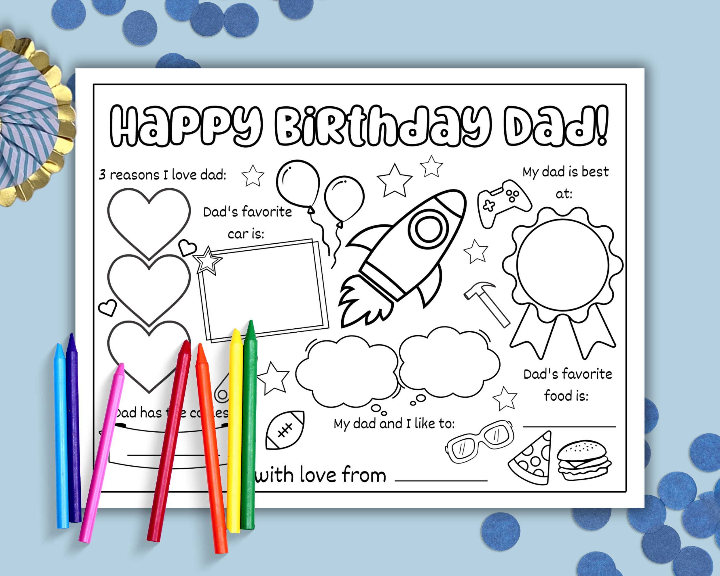 Printable Happy Birthday Dad Coloring Page, What I Love About Dad ...