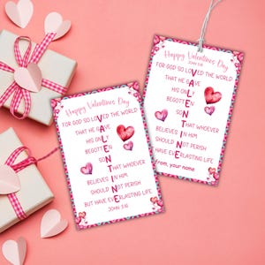 Valentinstag Bibel Vers Karte für Kinder, christliche Valentinstag Klassenzimmer behandelt Karte bedruckbar, Valentinstag Schriftkarte, Sonntagsschule, DIY Geschenk