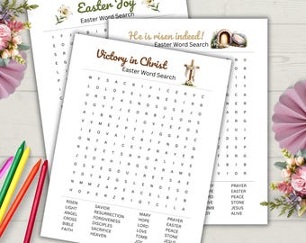 Christian Easter Word Search, Religious Easter Puzzle Activity For Kids, Easter Word Game Printable, Sunday School Holy Week Activity