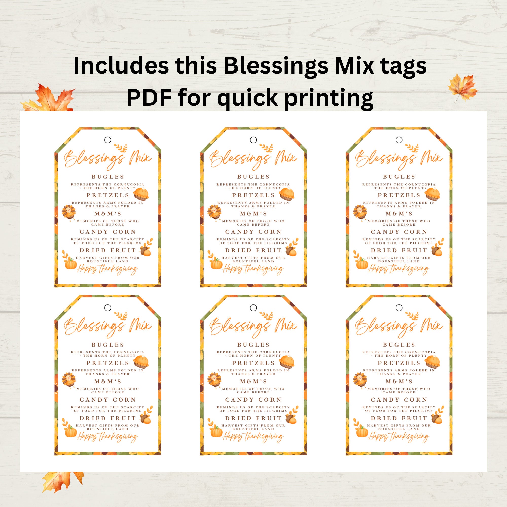Blessing Mix Tag Editable Thanksgiving Blessing Mix Poem Fall