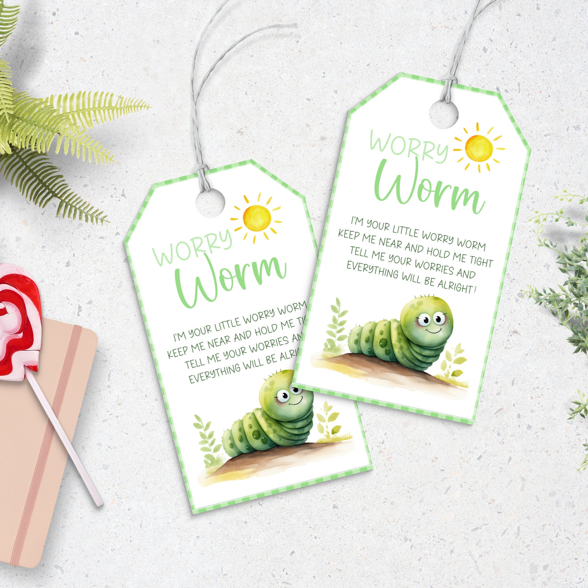 Worm Insert Worry Worm Gift Tag, Printable Worry Worm Tag, Crochet Buddy Poem Card ...