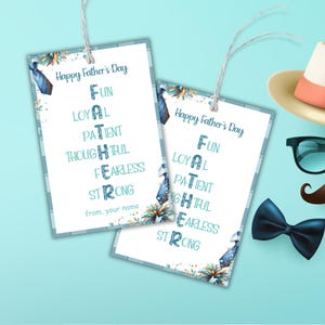 Afdrukbaar vaderdagcadeaulabel, Happy Fathers Day-tag, tag voor koekjestraktatie voor papa, quote tag vader, label vader cadeaumand, cadeau-idee kerk, cadeau-idee kerk
