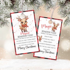 Magisches Rentier-Lebensmitteletikett zum Ausdrucken, personalisierte Rentier-Lebensmittelvorlage, Rentier-Lebensmitteletikett Reindeer Food Bag Topper, Weihnachtsbox-Filler