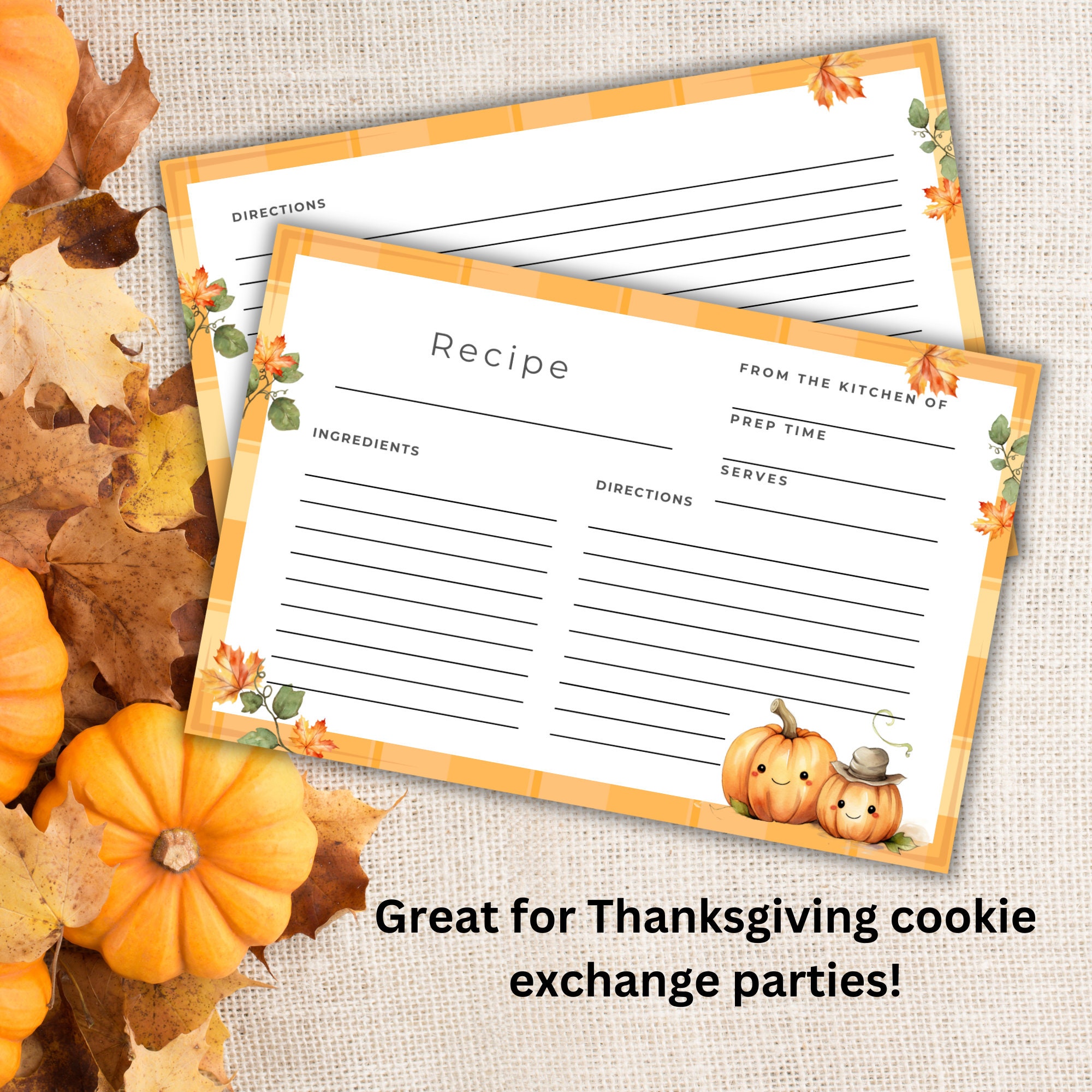 Fall Recipe Cards Printable Printable Fall Recipe Cards Pumpkin