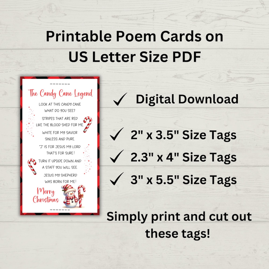 Legend of the Candy Cane Printable Poem Card, Candy Cane Legend Tag ...