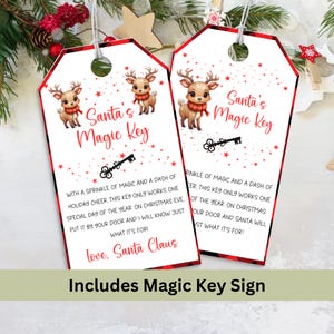 Santas Magic Key Tags, Santa Key Tags Printable, Magical Christmas Key, Christmas Eve Key For Santa, Magic Key Sign, Christmas Tradition