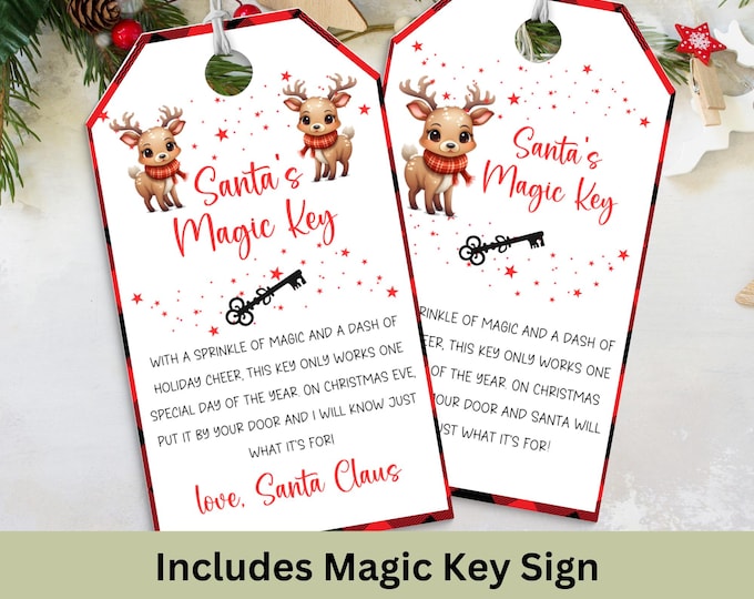 Printable Santa's Magic Key Poem Tag, Santa Key Tag, Party Gift Favor ...
