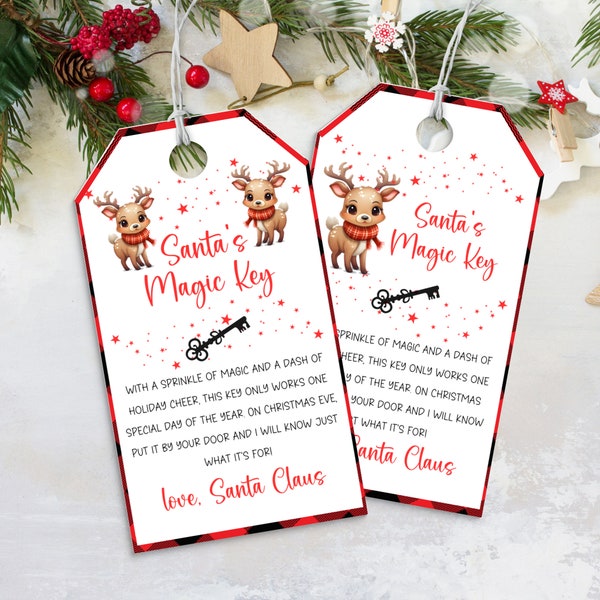 Santas Magic Key Tags, Santa Key Tags Printable, Magical Christmas Key, Christmas Eve Key For Santa, Christmas Tradition, Instant Download