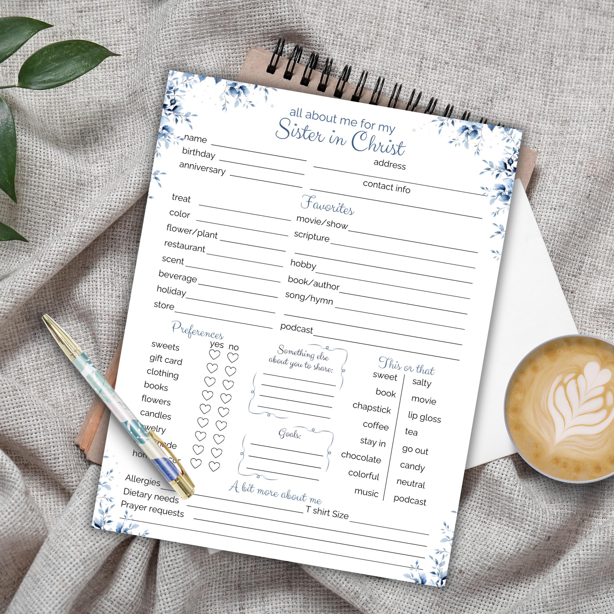Ministering Sister Survey, Christian Woman Questionnaire, Blessed ...