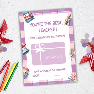 Porte-cartes cadeau à imprimer pour les enseignants du primaire, Porte-cartes pour les enseignants de la maternelle à imprimer, Remerciements de fin d'année