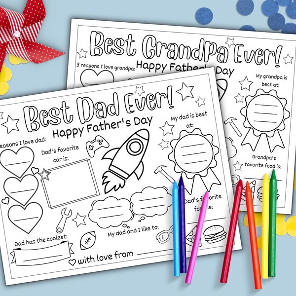 Father's Day Activity For Kids, All About Dad Father's Day Printable, Printable Father's Day Coloring Worksheet, Instant Download, Digital