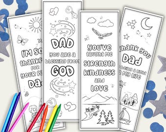 Christian Fathers Day Coloring Bookmarks For Kids, Fathers Day Printable Bible Activity, Christian Dad Coloring Page, Sunday School Craft
