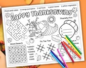 Thanksgiving Placemat Printable For Kids, Thanksgiving Placemat Preschool, Thanksgiving Coloring Placemat, Thanksgiving Printable Activity