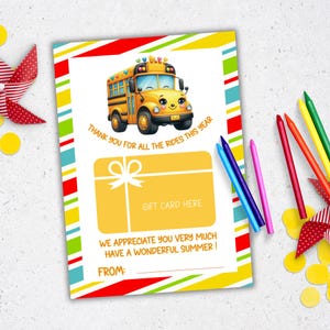 Porte-carte cadeau chauffeur de bus à imprimer, carte imprimable chauffeur de bus scolaire, cadeau de remerciement de fin d'année, idée cadeau pour le meilleur chauffeur de bus