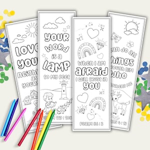 Lesezeichen für Bibel-Verse für christliche Kinder, Färbung der Bibel-Verse, Schrift zum Ausmalen, Sonntagsschulglaubensaktivität