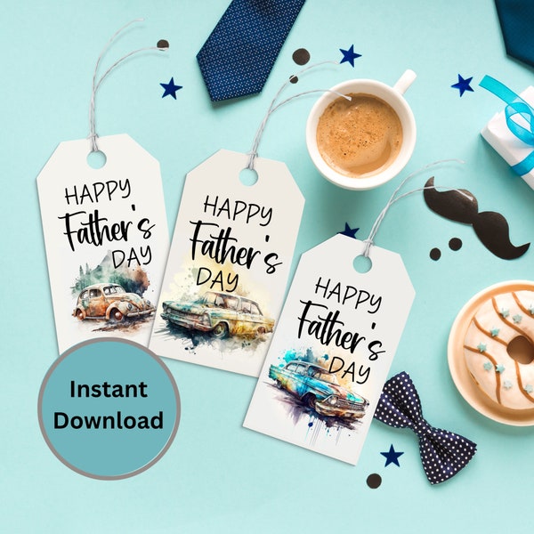 Happy Father's Day Gift Tags Printable, Fathers Day Labels, Dad Favor Tags, Printable Fathers Day Tag, Treat Tag For Dad, Instant Download