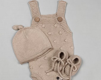 Conjunto de 3 - Romper de manga corta, gorro y calcetines - Accesorio para bebé - Accesorios para fotos - Accesorio para fotos de bebé - Niña - Niño - Algodón - Bebé