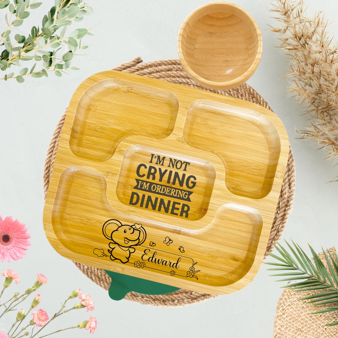 Personalised Bamboo Kids Plate Ecofriendly Bamboo Baby Plate Set Stay