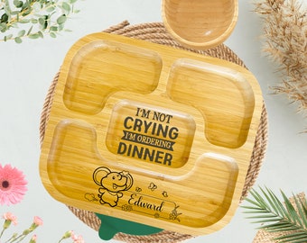 Personalised Bamboo Kids Plate | Eco-friendly Bamboo Baby Plate Set | Stay Put Plate | Suction Plate For Baby | 6 months baby gifts