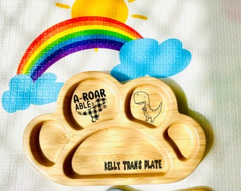 Personalized Bamboo Toddler Plate Set: Animal Paw Design