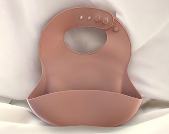 Solid Color Silicone Baby Bib: Food Catcher Weaning Bib