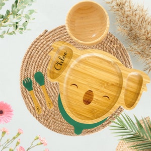 Personalised Weaning Set for Toddler Baby | Feeding Set with Baby Name | Suction Plate | Baby&#39;s First Christmas Gift | Baby Shower Gift