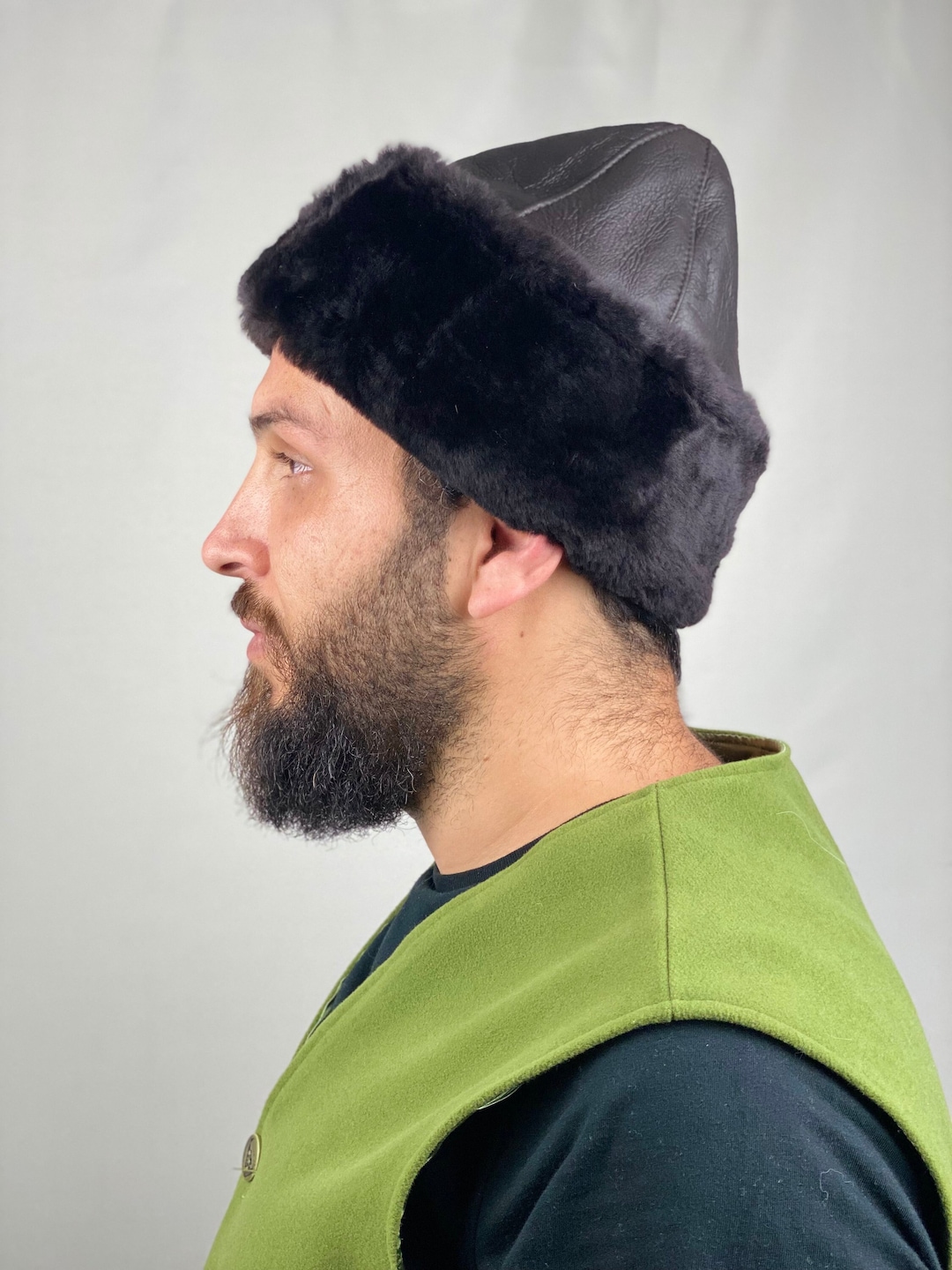 Traditional Turkish Hat Anatolia IYI Traditional Börk Hat, Handmade Leather Hat, Kayi Tribe