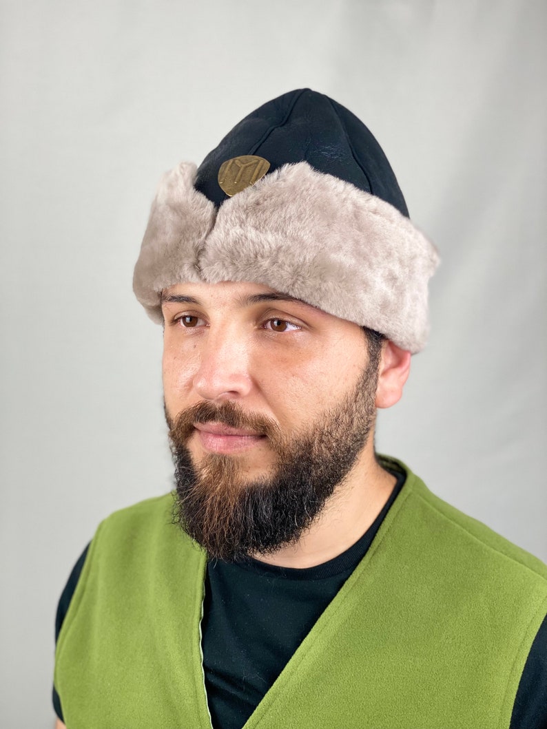 Traditional Turkish Hat Anatolia IYI Traditional Börk Hat, Handmade Leather Hat, Kayi Tribe