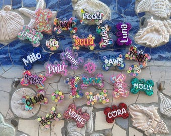 Personalized Pet ID Tag, Handmade, resin
