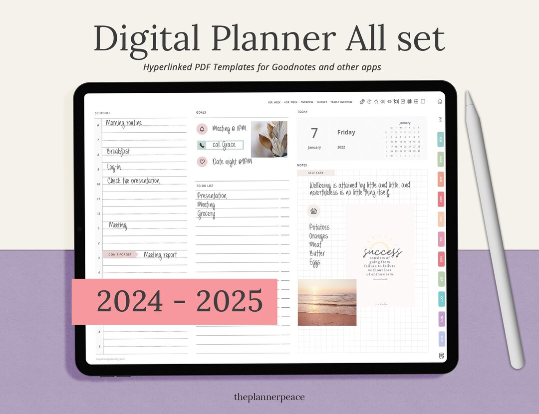 Goodnotes Planner for iPad Digital Planner 2024 2025 Goodnotes Template