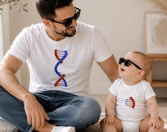 Dad and Baby Matching DNA Shirt First Fathers Day Gift Father Son Set