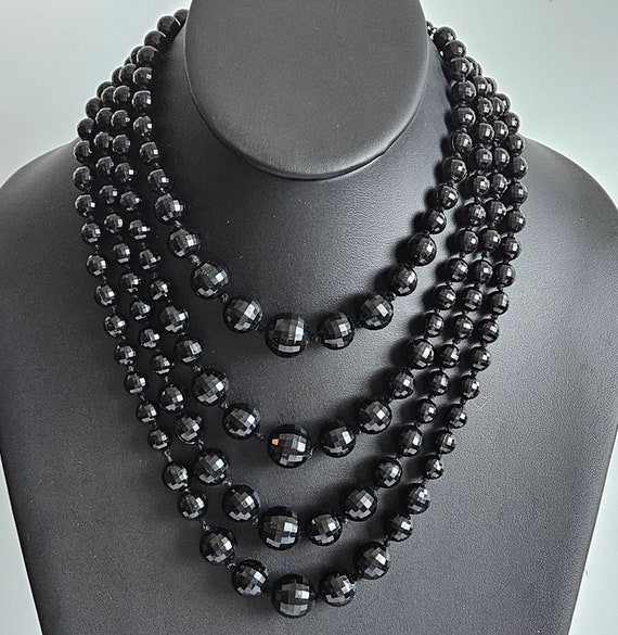 Vintage W GERMANY Black Multifaceted Resin Beads,… - image 5